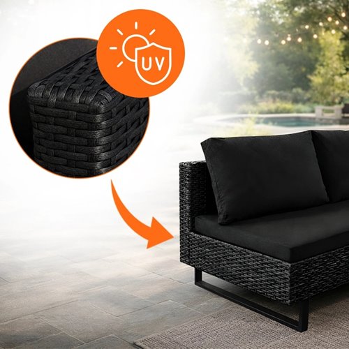 Zestaw mebli ogrodowych z technorattanu narożnik tarasowy Lime czarny zdjęcie 15