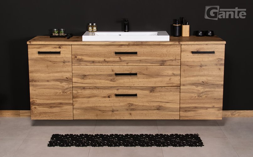 Szafka wisząca z umywalką nablatową 180 cm 39/3 kolor dąb naturalny seria Fokus Loft Gante