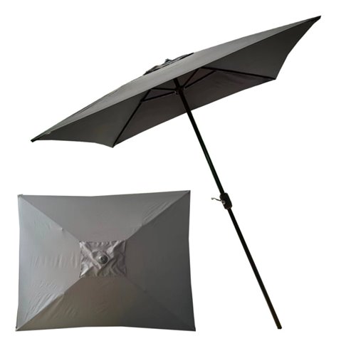 Zestaw mebli ogrodowych metalowych stół, krzesła, parasol Albena kolor szary