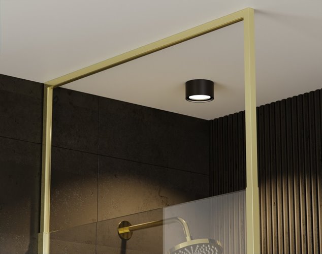 Złota ścianka prysznicowa wspornik sufitowy 100 cm Icon Gold Besco