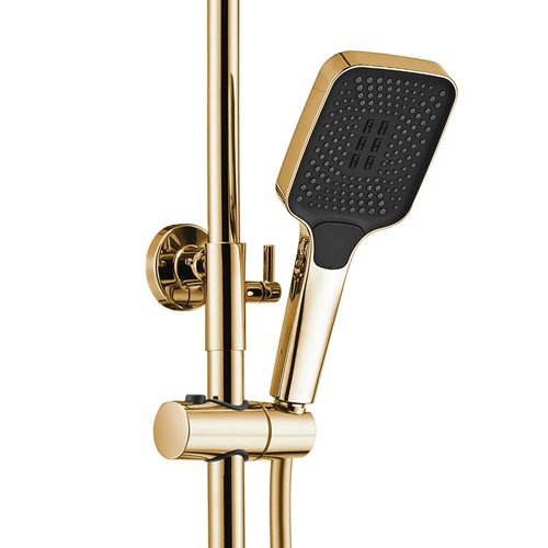Złoty zestaw prysznicowy z wylewką i termostatem Rob Rea Gold