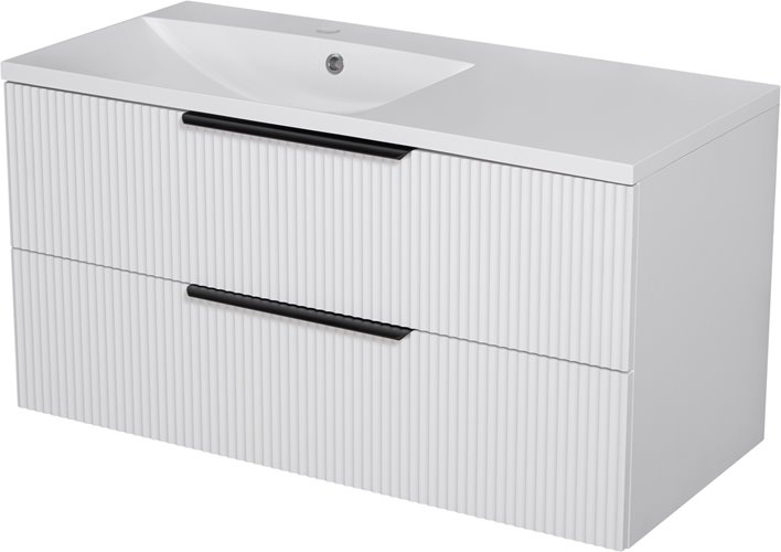 Szafka łazienkowa wisząca frezowana z umywalką 100 cm 46/2 Sydney kolor biały