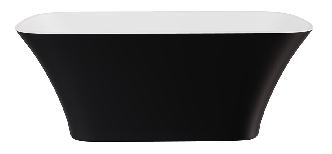 Czarno-biała matowa wanna wolnostojąca z konglomeratu + klik-klak chrom 160 cm Assos Matt B&W Besco WMMC-160A