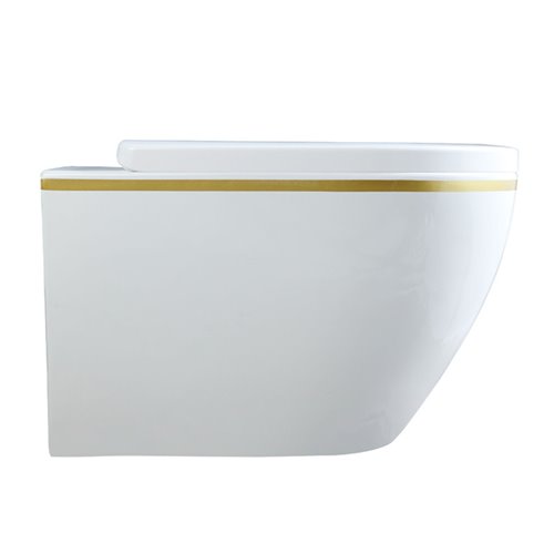 Biała miska wc wisząca złoty rant Rimless Mizu Tornado MIZU-WH-GL-TR-02 Hydrosan