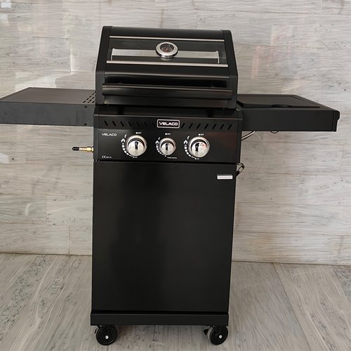 Grill gazowy ZEUS-A kolor czarny ruszt żeliwny moc 8,5 kW + pokrowiec + palnik boczny