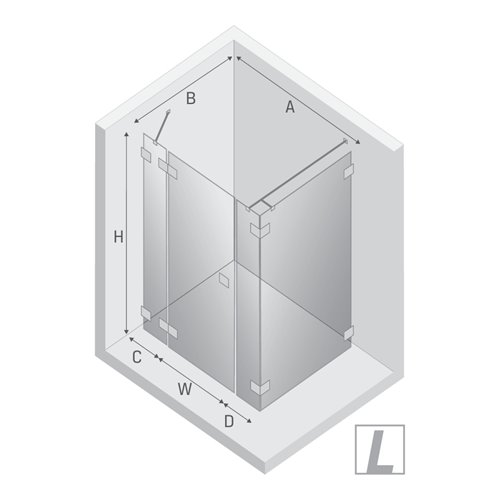 Kabina prostokątna 150x90 lewa EXK-0162 Eventa New Trendy