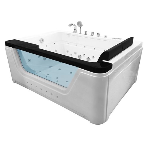 Przeszklona prostokątna wanna z hydromasażem 173x120 cm MO-1280
