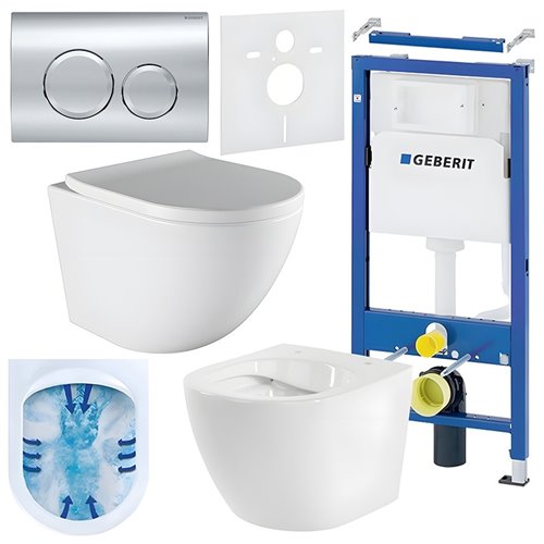 Zestaw podtynkowy stelaż GEBERIT DUOFIX + miska PURO-WH-02 + przycisk DELTA 20 chrom