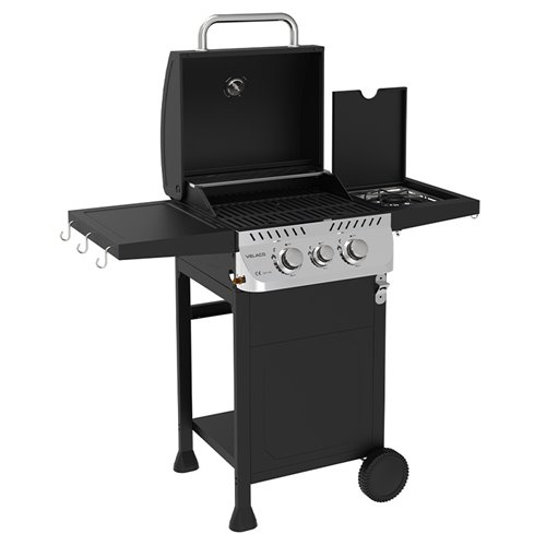 Grill gazowy APOLLO-A kolor czarny ruszt żeliwny moc 8,5 kW + pokrowiec + palnik boczny