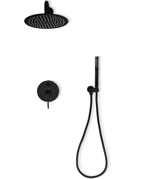 Czarny połysk zestaw prysznicowy podtynkowy Lungo Rea