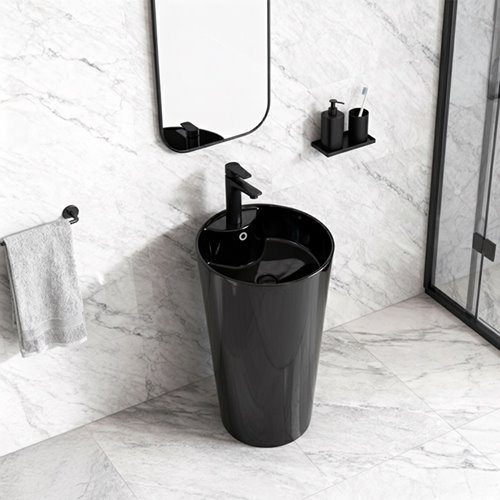 Umywalka wolnostojąca ceramiczna owalna czarny połysk 85x40 cm LINO-BL-400