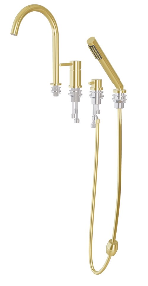 Bateria wannowa 4-otworowa złota Illusion Besco BW-I4-ZL