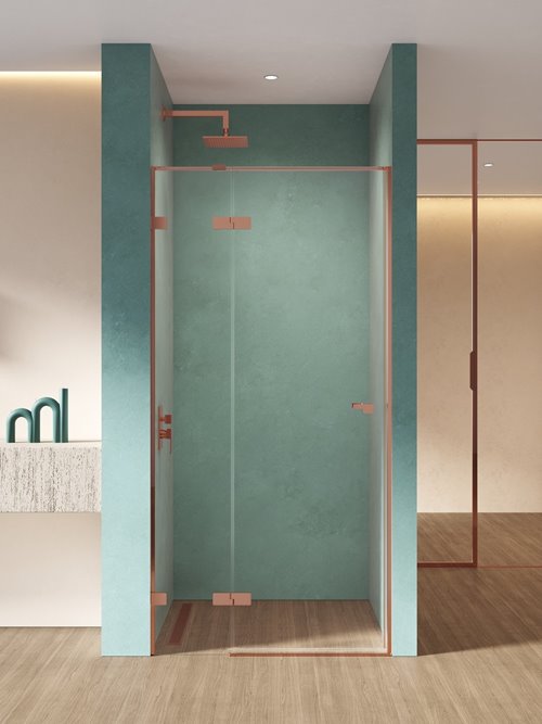 Miedziane drzwi prysznicowe uchylne 80 cm lewe EXK-6352 Eventa Copper Shine New Trendy