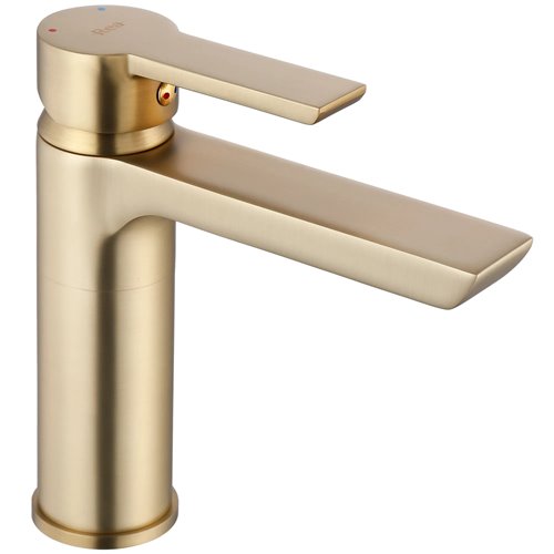 Złota szczotkowana bateria umywalkowa niska Argus Rea Gold Brush
