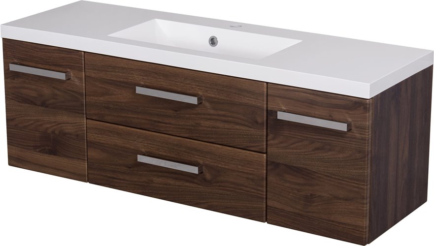 Szafka łazienkowa wisząca z umywalką 120 cm 39/2 Fokus kolor orzech