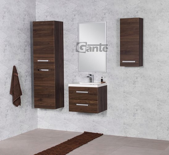 Słupek łazienkowy wiszący z koszem 143,5x40 Fokus kolor orzech