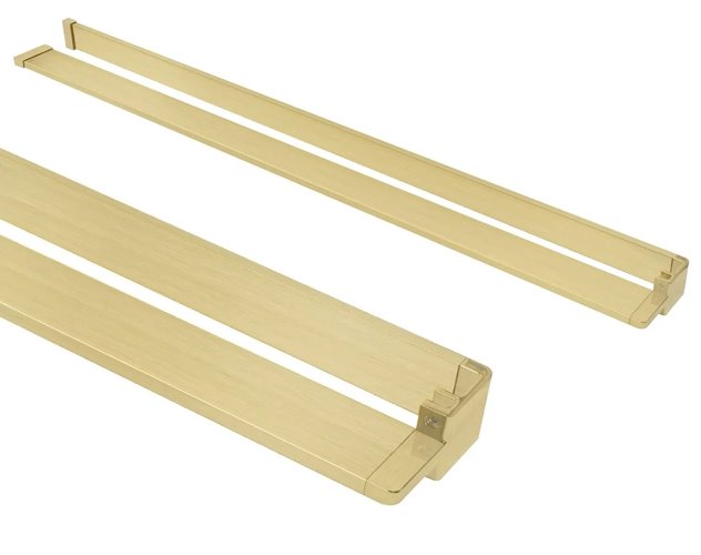 Złota szczotkowana ścianka prysznicowa z półką i wieszakiem walk-in 90 cm Aero Intimo Evo Rea