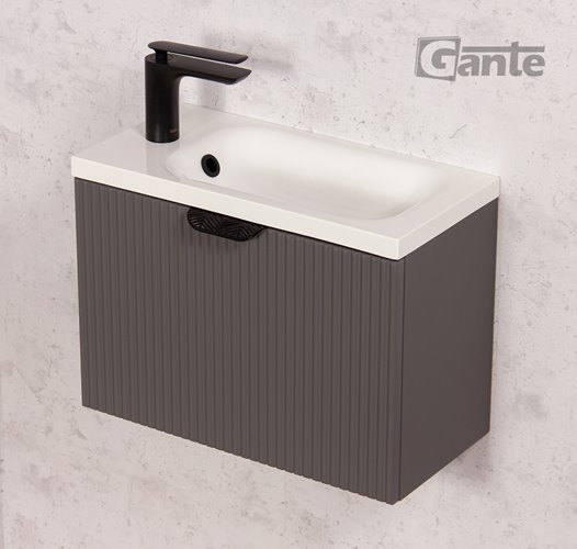 Szafka łazienkowa wisząca z umywalką szary mat 50 cm Fresco Gante