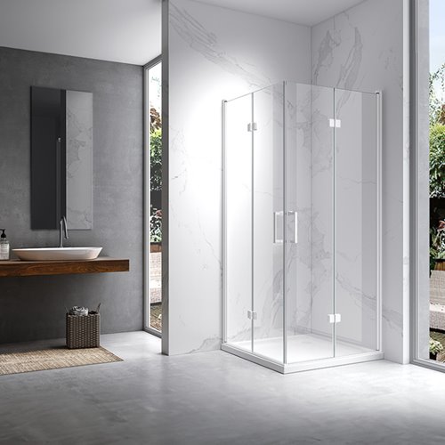 Biała kabina prysznicowa kwadratowa drzwi składane 80x80 KZ08B