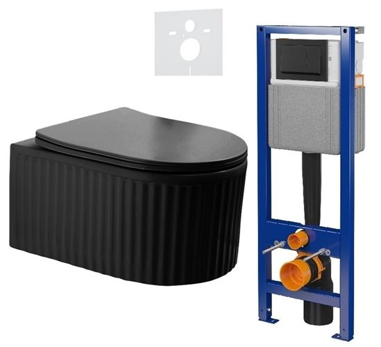 Zestaw podtynkowy stelaż CERSANIT MITO 40 MECH + miska LUMA-BL-RIM-03 + przycisk ENTER II czarny mat