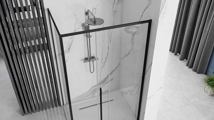 Kabina prysznicowa 90x120, czarne profile Solar Rea