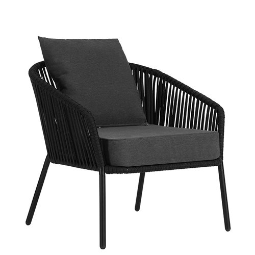 Zestaw mebli ogrodowych metalowych stół, sofa oraz fotele Sierra kolor czarny