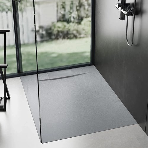 Brodzik kwadratowy szary struktura kamienia smc 90x90 Bazalt Grey Rea