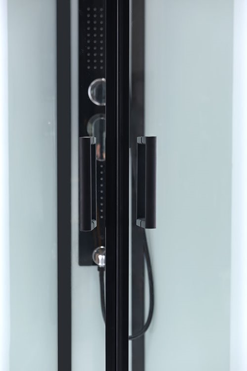 Biała kabina prysznicowa zabudowana 4 ściany na niskim brodziku 90x90 MO-0307