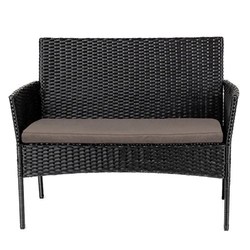 Zestaw mebli ogrodowych z technorattanu stół, sofa, krzesła dla 4 osób Luiza czarny