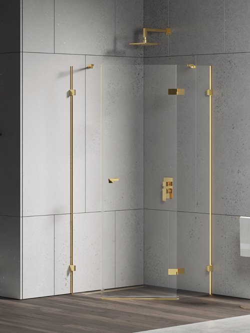 Złota kabina prysznicowa pięciokątna prawa 90x90 EXK-4835 Eventa Gold Shine New Trendy