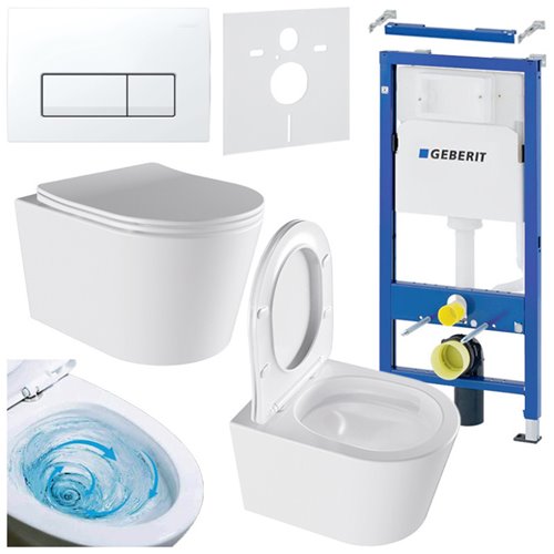 Zestaw podtynkowy stelaż GEBERIT DUOFIX + miska ELITE-WH-03 + przycisk DELTA 50 biały