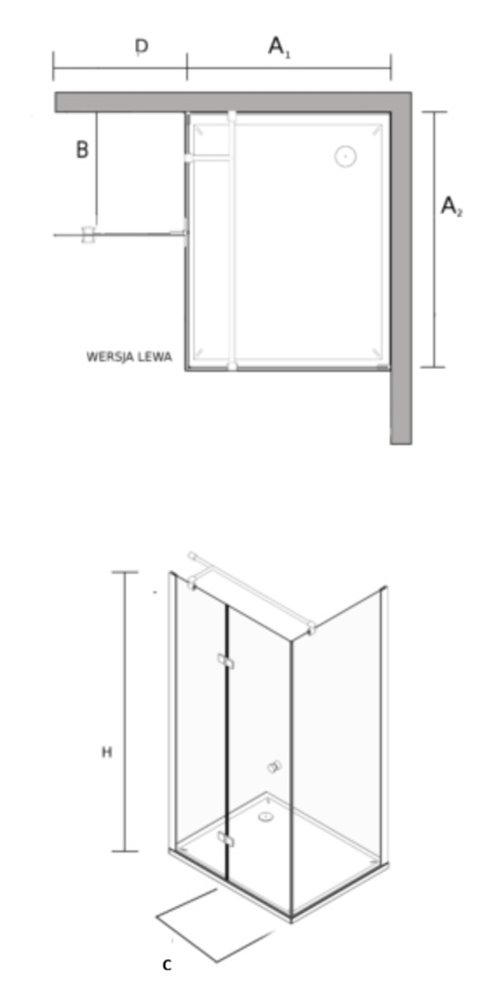Kabina prysznicowa kwadratowa 90x90 cm BK247TL Clean Glass