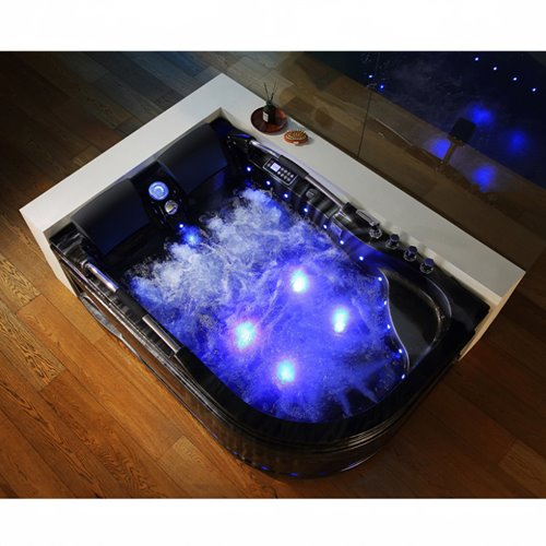 Czarna wanna z hydromasażem Venezia 761 Fala 180x120 lewa