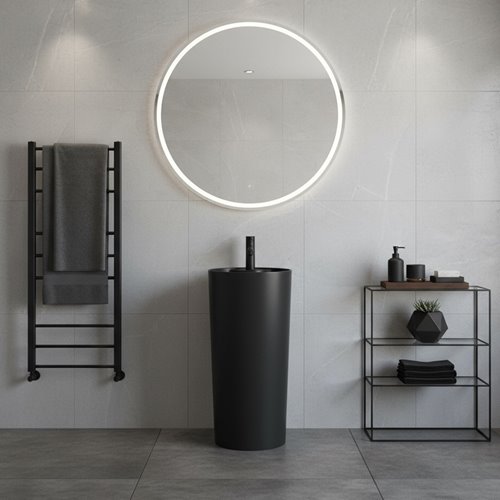 Umywalka wolnostojąca ceramiczna owalna czarny mat 85x40 cm LINO-MTB-400