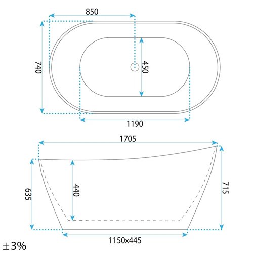 Wanna wolnostojąca 170 cm Lusso Slim Rea zdjęcie 12