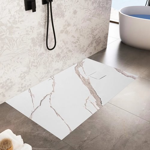 Brodzik prostokątny biały struktura kamienia smc 120x90 Magnum Carrara White Rea