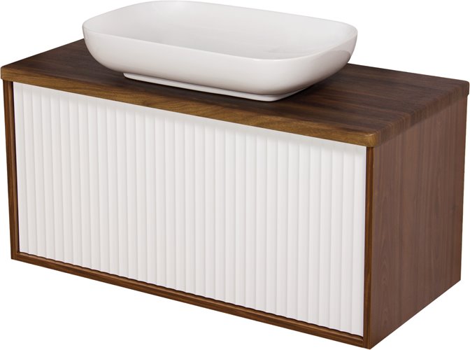 Szafka łazienkowa wisząca z umywalką dąb wenge/biały mat 100 cm Venus Gante