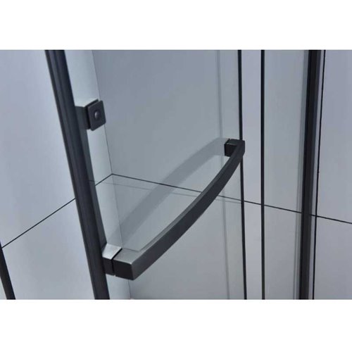 Czarna kabina prysznicowa pięciokątna 80x80 drzwi uchylne KZ4026A