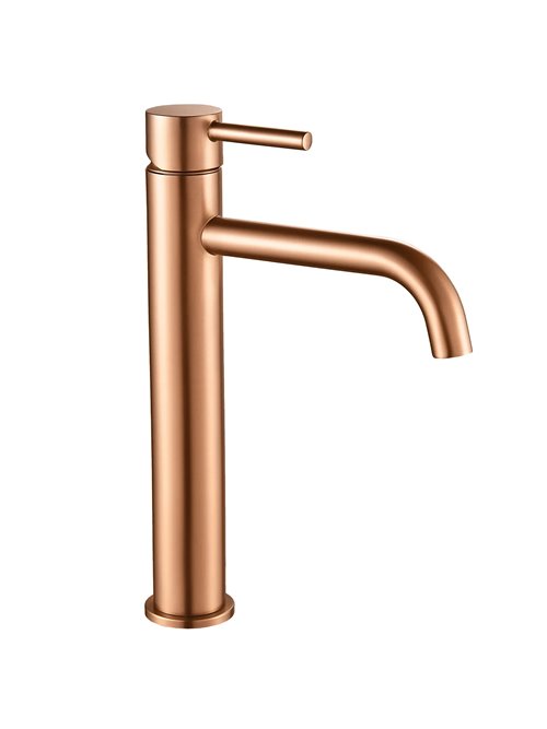 Bateria umywalkowa wysoka Lungo Rea miedź szczotkowana