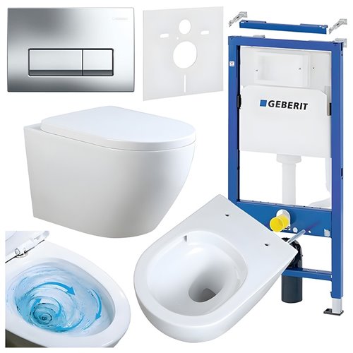 Zestaw podtynkowy stelaż GEBERIT DUOFIX + miska MIZU-WH-TR-02 + przycisk DELTA 50 chrom