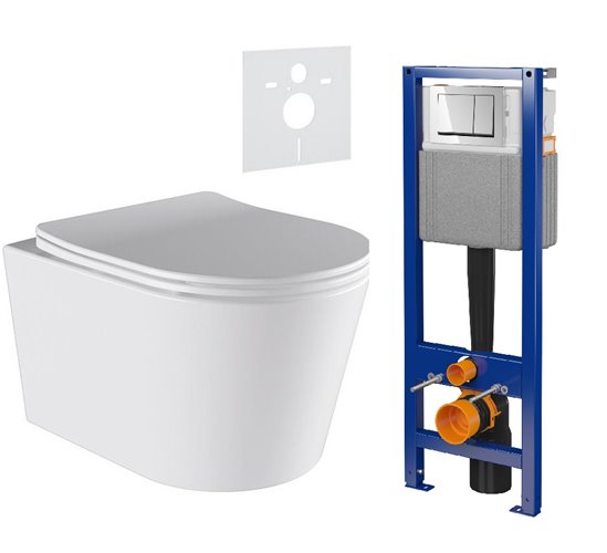 Zestaw podtynkowy stelaż CERSANIT MITO 40 MECH + miska ELITE-WH-03 + przycisk ENTER II chrom