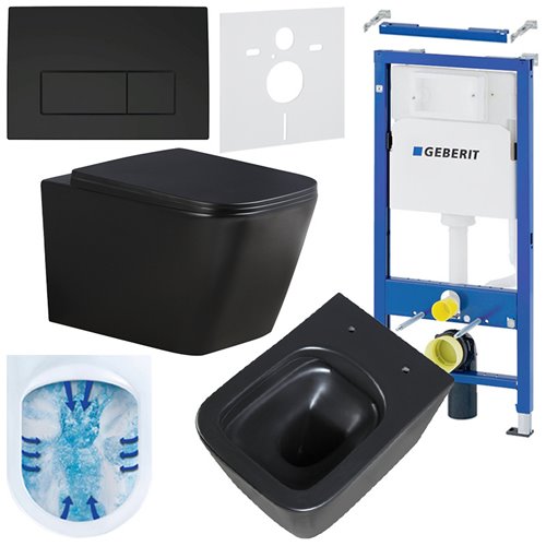 Zestaw podtynkowy stelaż GEBERIT DUOFIX + miska RAIN-MTB-RIM-03 + przycisk DELTA 50 czarny mat