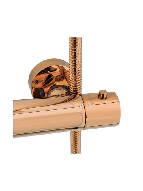 Miedziany zestaw prysznicowy z termostatem i wylewką Lungo Rea