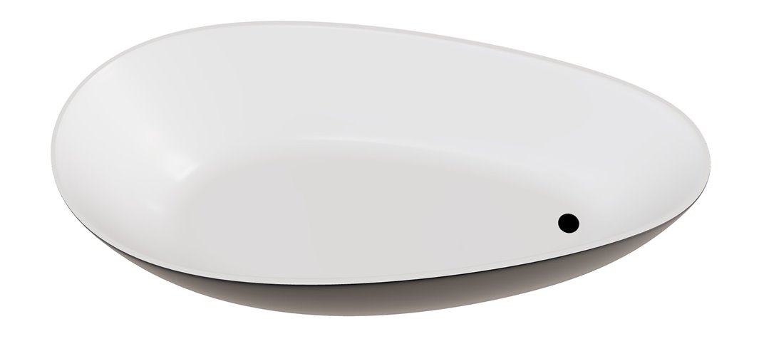 Czarno-biała wanna wolnostojąca z konglomeratu syfon czarny Goya 142 B&W Besco WMD-140-GWB