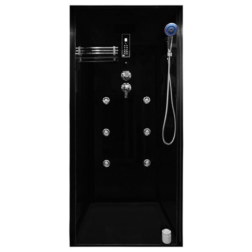 Sauno kabina prysznicowa prostokątna czarna 180x110 cm MO-1752B LEWA TRIO