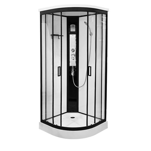 Kabina prysznicowa półokrągła zabudowana jasny środek 90x90