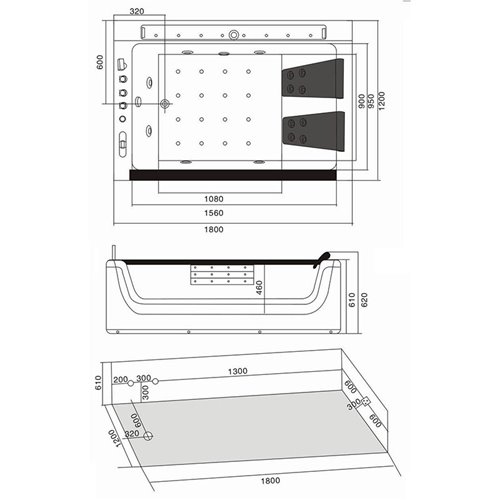 Wanna z hydromasażem prostokątna podgrzewacz wody 180x120 cm Imperia 610