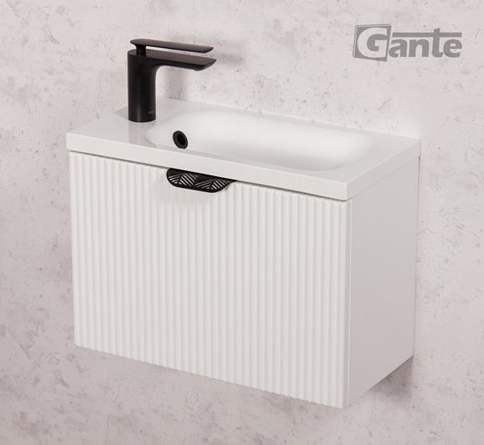 Szafka łazienkowa wisząca z umywalką biały mat 50 cm Fresco Gante