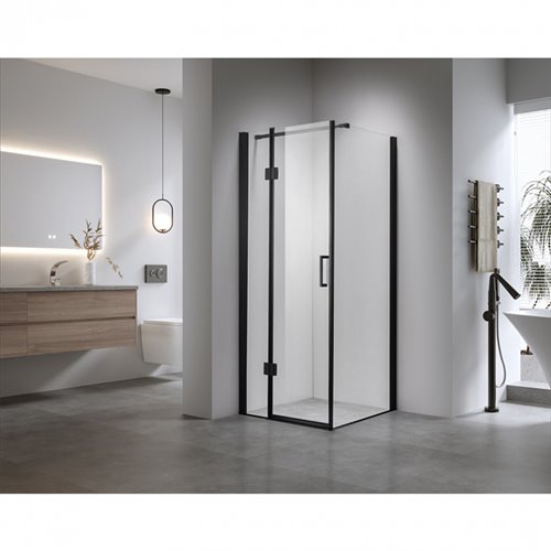 Czarna kabina prysznicowa 80x80 kwadratowa drzwi uchylne KZ1390BA