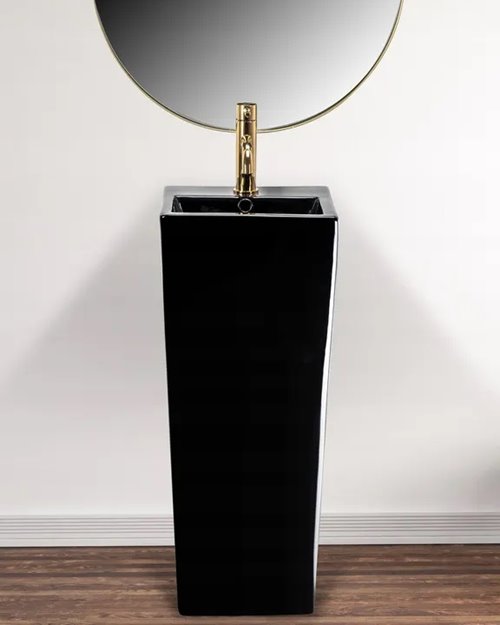 Czarna umywalka wolnostojąca ceramiczna Kamila Rea